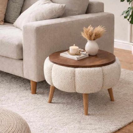 Couchtisch FELPO Ø 45 cm creme/nussbaum