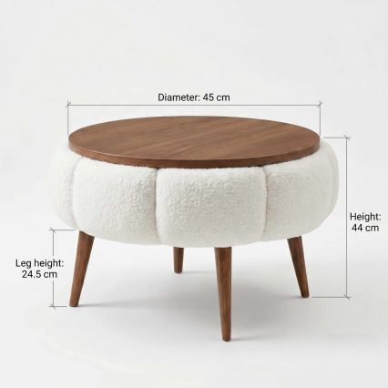 Couchtisch FELPO Ø 45 cm creme/nussbaum