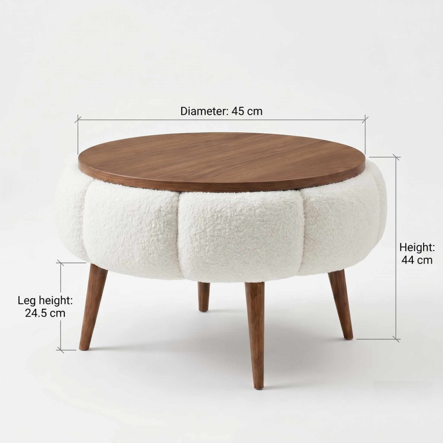 Couchtisch FELPO Ø 45 cm creme/nussbaum