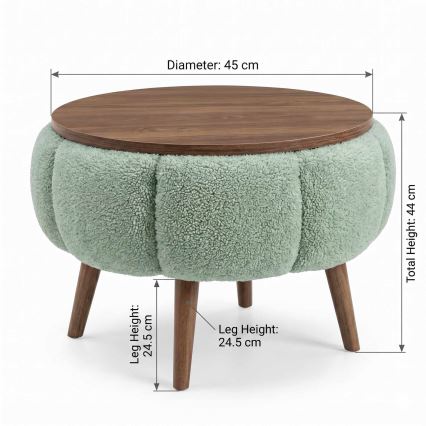 Couchtisch FELPO Ø 45 cm grün/walnuss