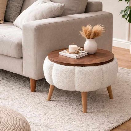 Couchtisch FELPO Ø 45 cm weiß/walnuss