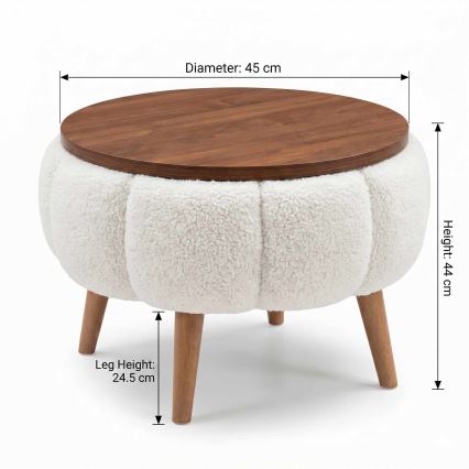 Couchtisch FELPO Ø 45 cm weiß/walnuss