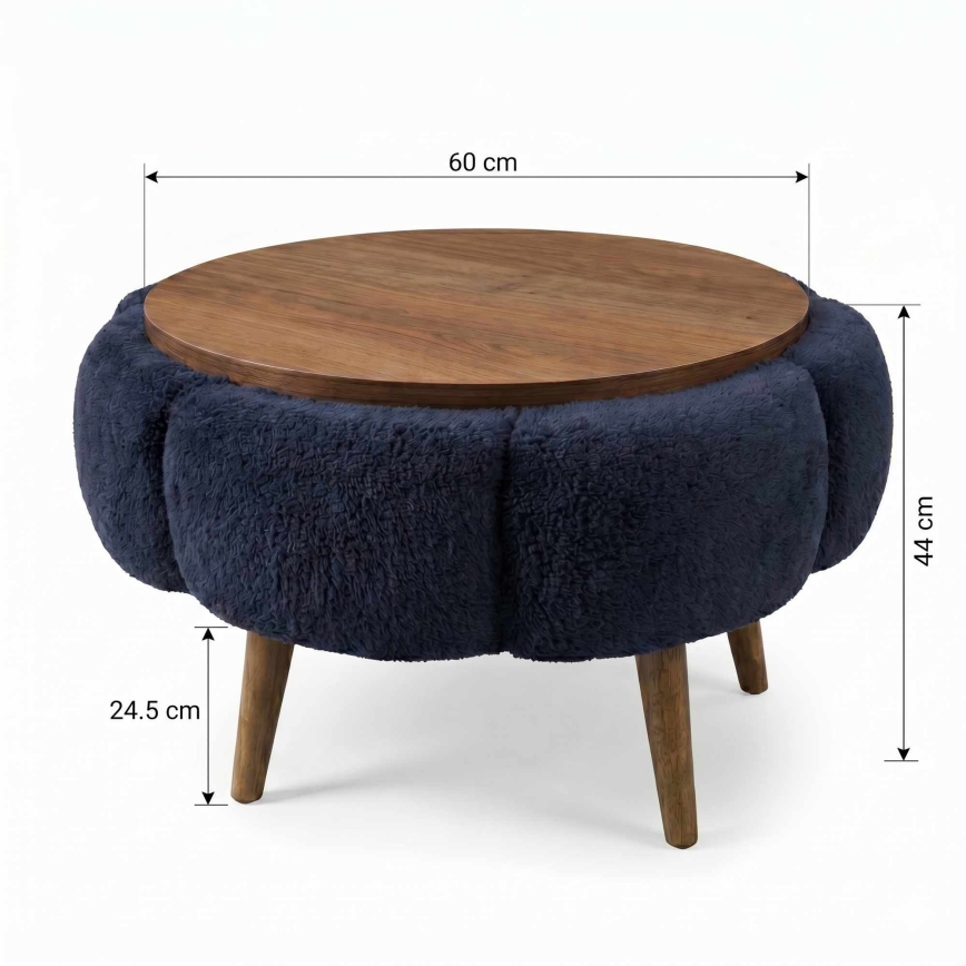 Couchtisch FELPO Ø 60 cm blau/nussbaum
