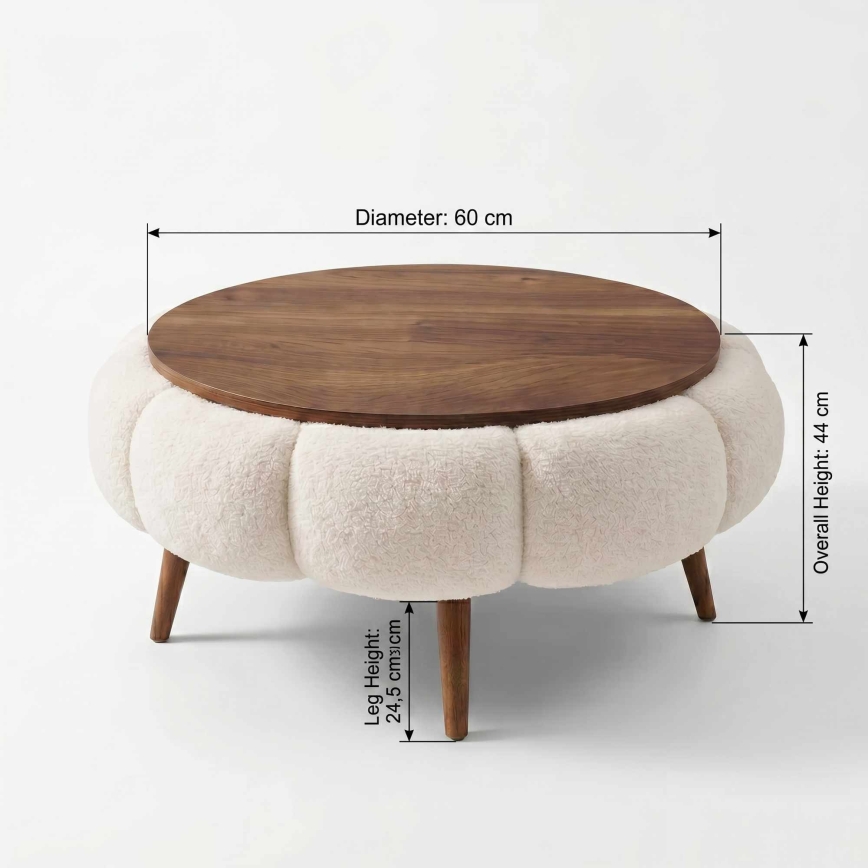 Couchtisch FELPO Ø 60 cm creme/walnuss