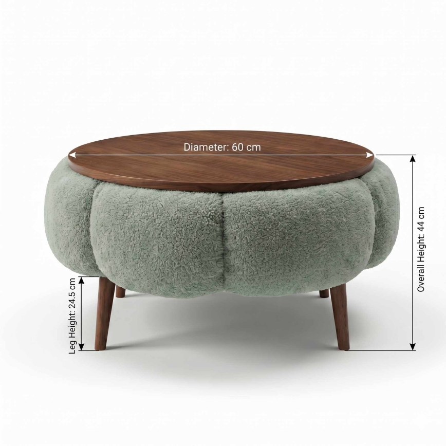Couchtisch FELPO Ø 60 cm grün/nussbaum