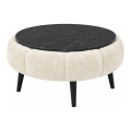 Couchtisch FELPO Ø 60 cm schwarz/creme/Marmor-Dekor
