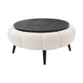 Couchtisch FELPO, Ø 60 cm, schwarz/weiß, Marmordekor