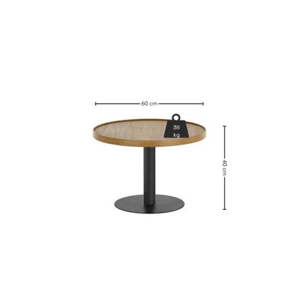 Couchtisch FOCUS Ø 60 cm Eiche/Schwarz