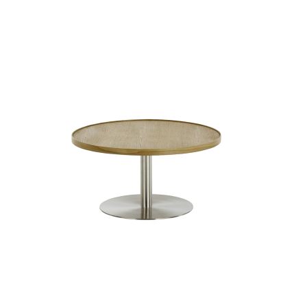 Couchtisch FOCUS, Ø 80 cm, Eiche/Edelstahl