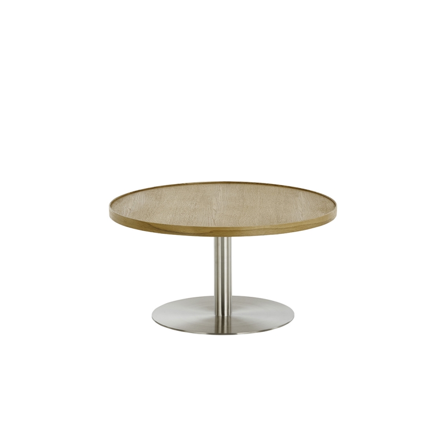 Couchtisch FOCUS, Ø 80 cm, Eiche/Edelstahl