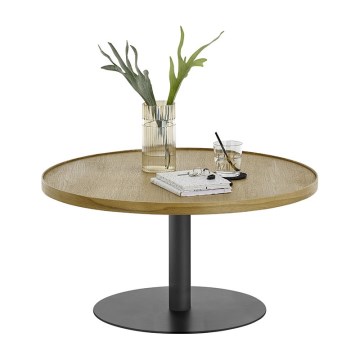 Couchtisch FOCUS, Ø 80 cm, Eiche/Schwarz