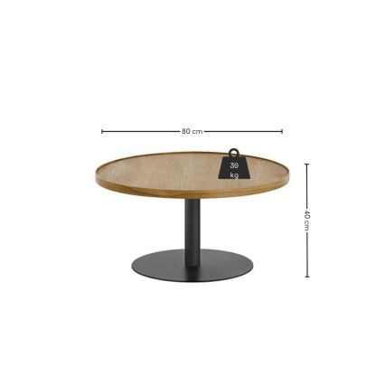 Couchtisch FOCUS, Ø 80 cm, Eiche/Schwarz