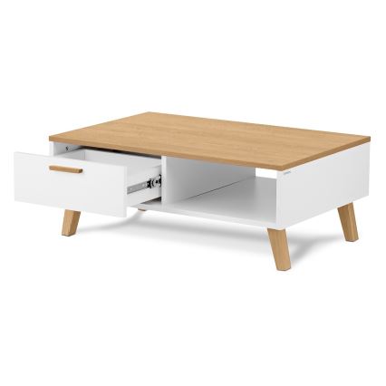 Couchtisch FRISK 35x90 cm Natur-Eiche/Weiß