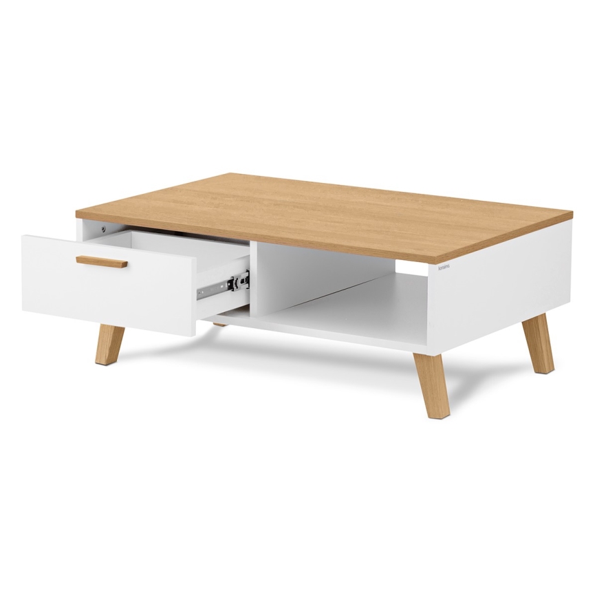 Couchtisch FRISK 35x90 cm Natur-Eiche/Weiß