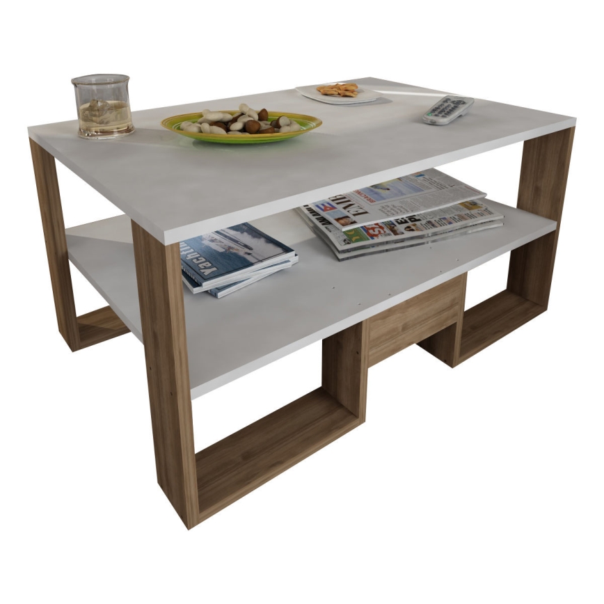 Couchtisch GOLDEN 45x90 cm braun/weiß