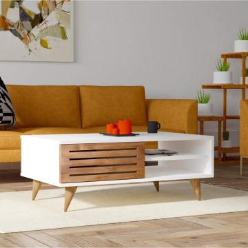 Couchtisch GRANDE 42x100 cm weiß/braun
