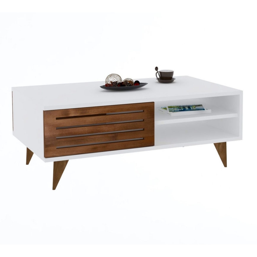 Couchtisch GRANDE 42x100 cm weiß/braun