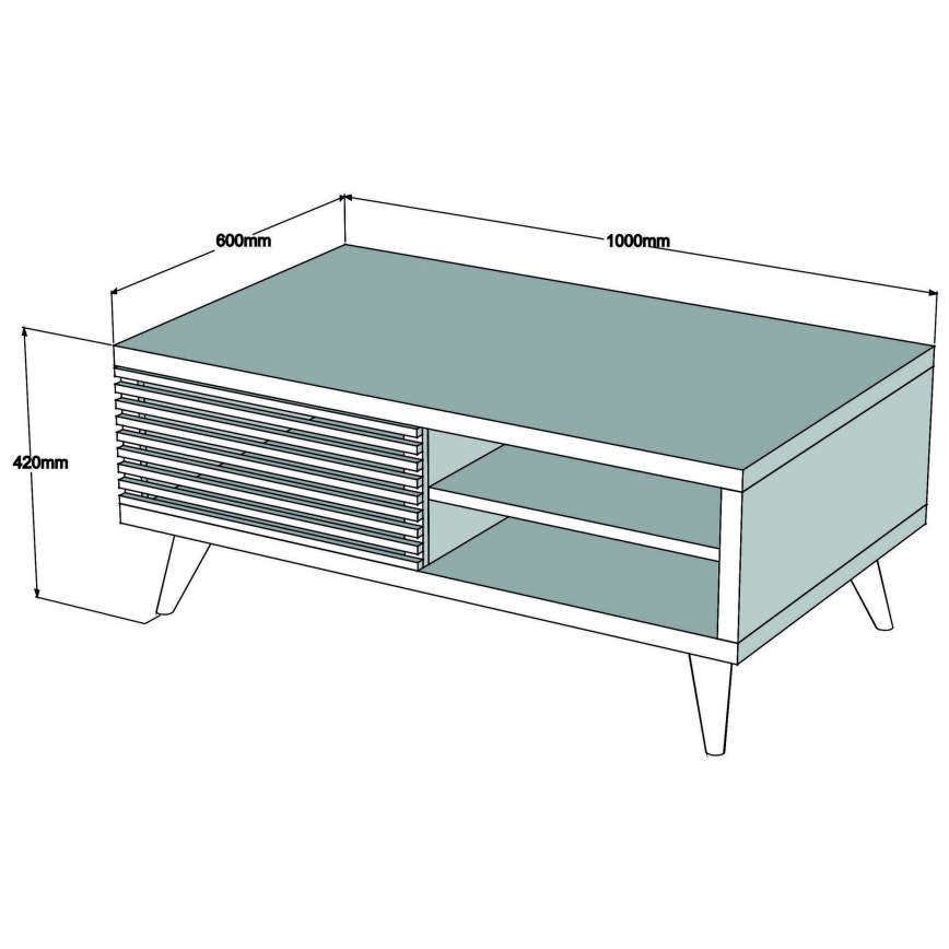 Couchtisch GRANDE 42x100 cm weiß/braun