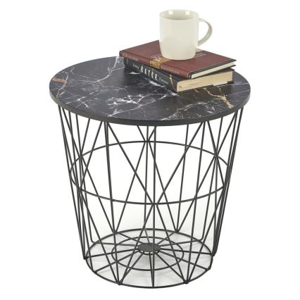 Couchtisch HARISSA 41x42 cm Schwarz/Schwarzes Marmor-Dekor