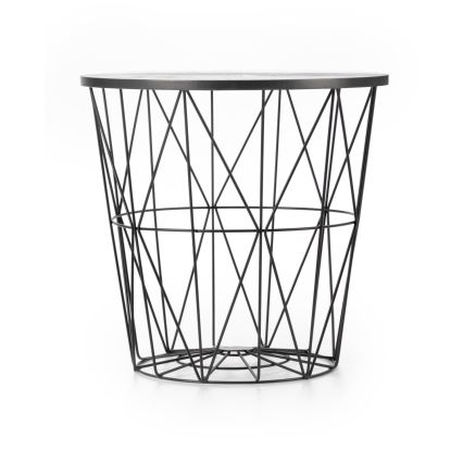 Couchtisch HARISSA 41x42 cm Schwarz/Schwarzes Marmor-Dekor