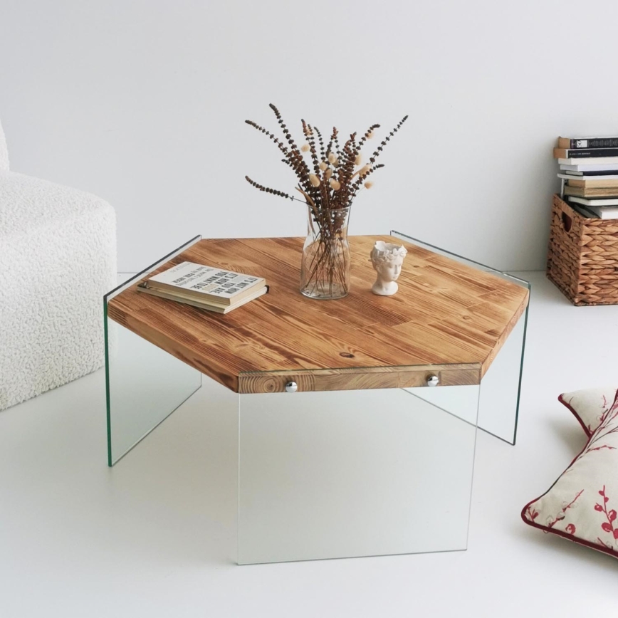 Couchtisch HEXAGON 35x80 cm Kiefer