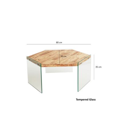 Couchtisch HEXAGON 35x80 cm Kiefer