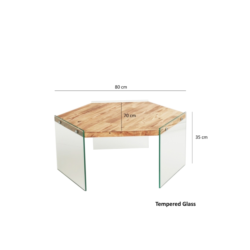 Couchtisch HEXAGON 35x80 cm Kiefer