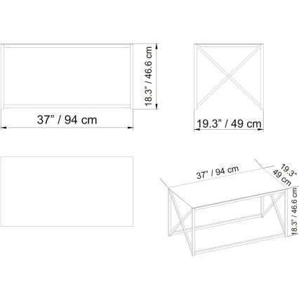 Couchtisch ILIOMAR 46,6x94 cm schwarz