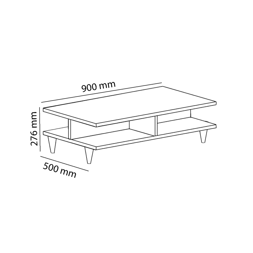 Couchtisch ISABEL 27,6x90 cm braun/weiß
