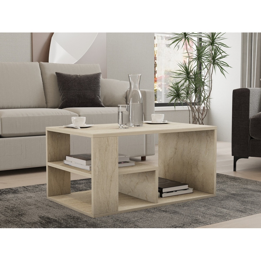 Couchtisch JELIO Marmor-Dekor Beige