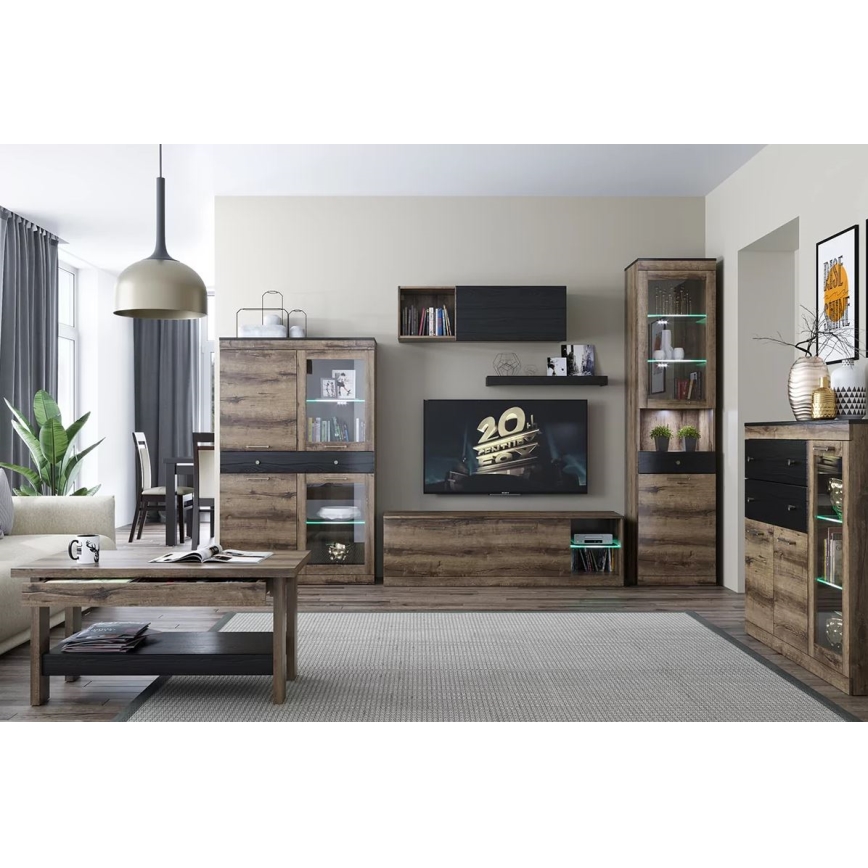 Couchtisch LANDU 50x100 cm Kloster-Eiche/Schwarz