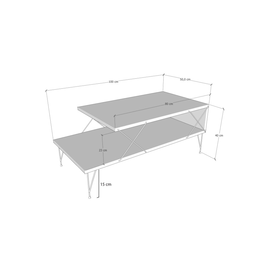Couchtisch LOIRE 40x100 cm beige/schwarz
