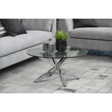 Couchtisch LUCA 82 cm, klar/silber