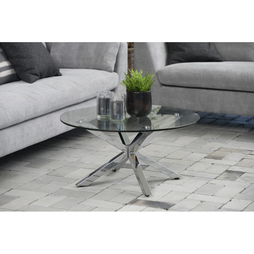Couchtisch LUCA 82 cm, klar/silber