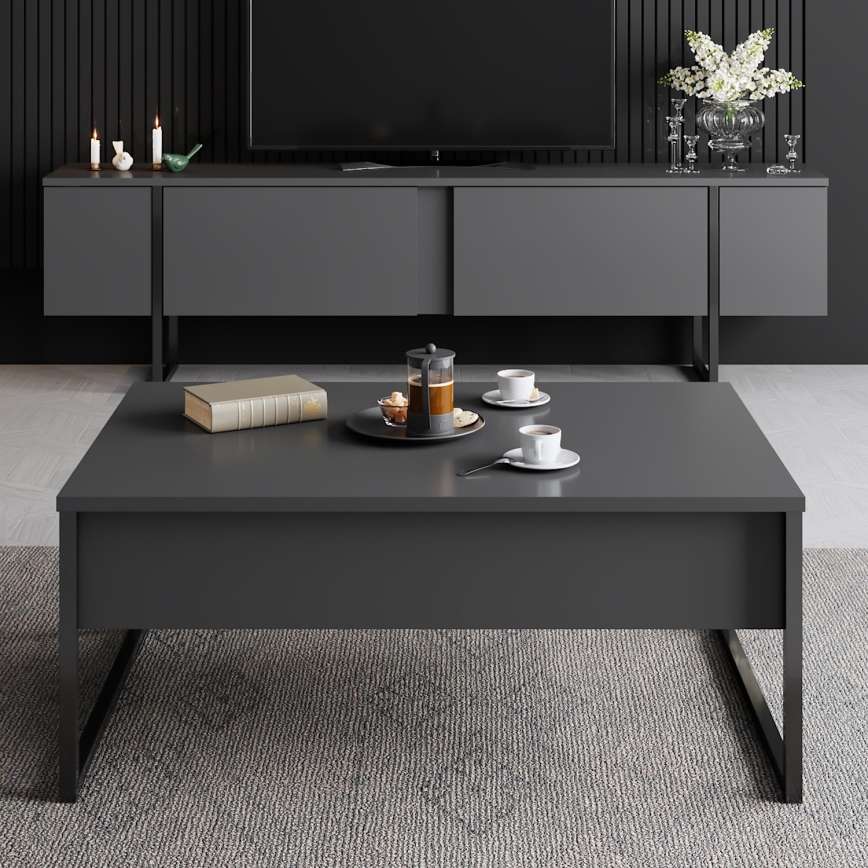Couchtisch LUXE 40x90 cm anthrazit/schwarz