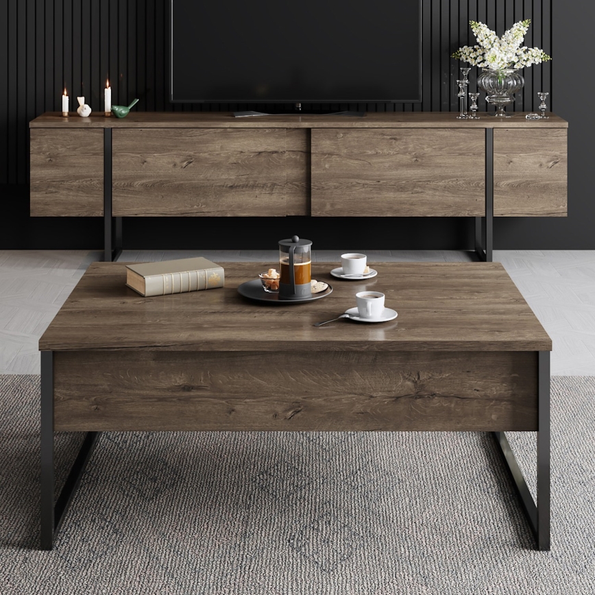 Couchtisch LUXE 40x90 cm Walnuss/schwarz