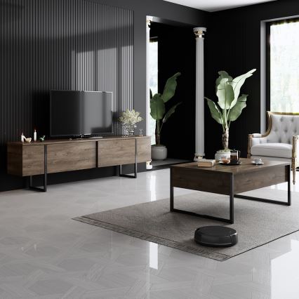 Couchtisch LUXE 40x90 cm Walnuss/schwarz