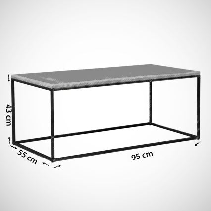 Couchtisch MARMO 43x95 cm schwarz/weiß