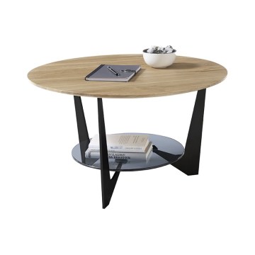 Couchtisch MARMO Ø 70 cm Eiche/Schwarz