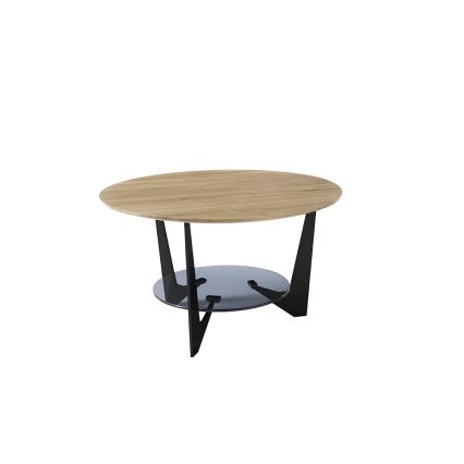 Couchtisch MARMO Ø 70 cm Eiche/Schwarz