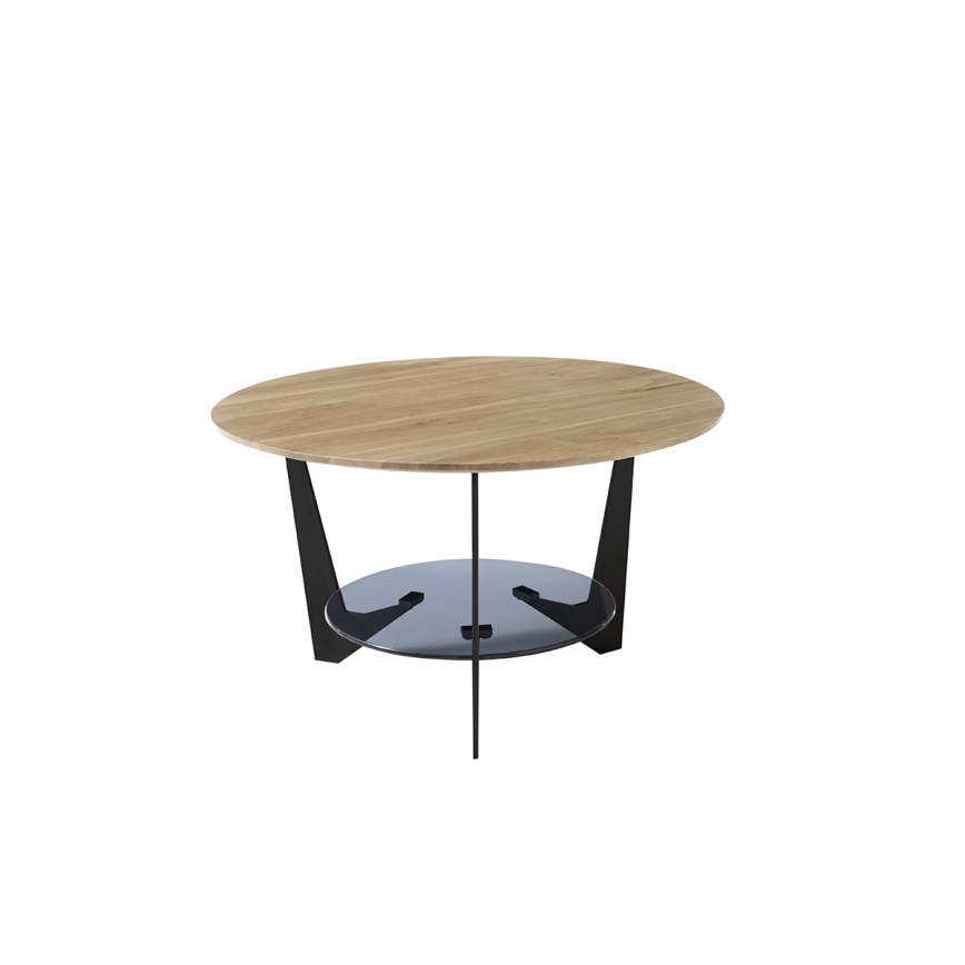 Couchtisch MARMO Ø 70 cm Eiche/Schwarz