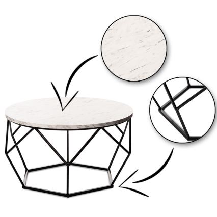 Couchtisch MARMUR 40x70 cm schwarz/weiß