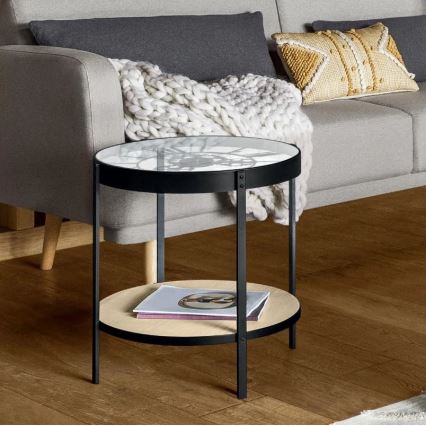 Couchtisch mit Uhr MECA 51x49 cm