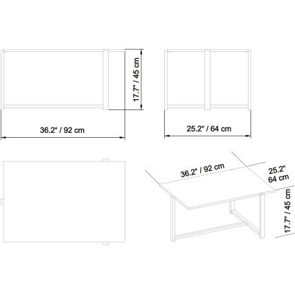 Couchtisch MERIDETHS 45x92 cm gold/weiß