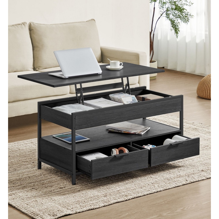 Couchtisch mit Hebefunktion NYRO, schwarz