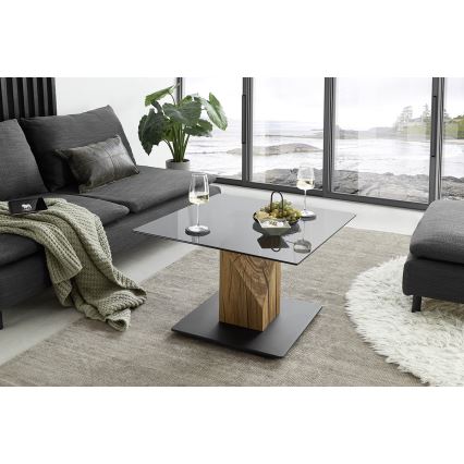 Couchtisch mit Hebefunktion VENTO rauchfarben/Eiche/Schwarz