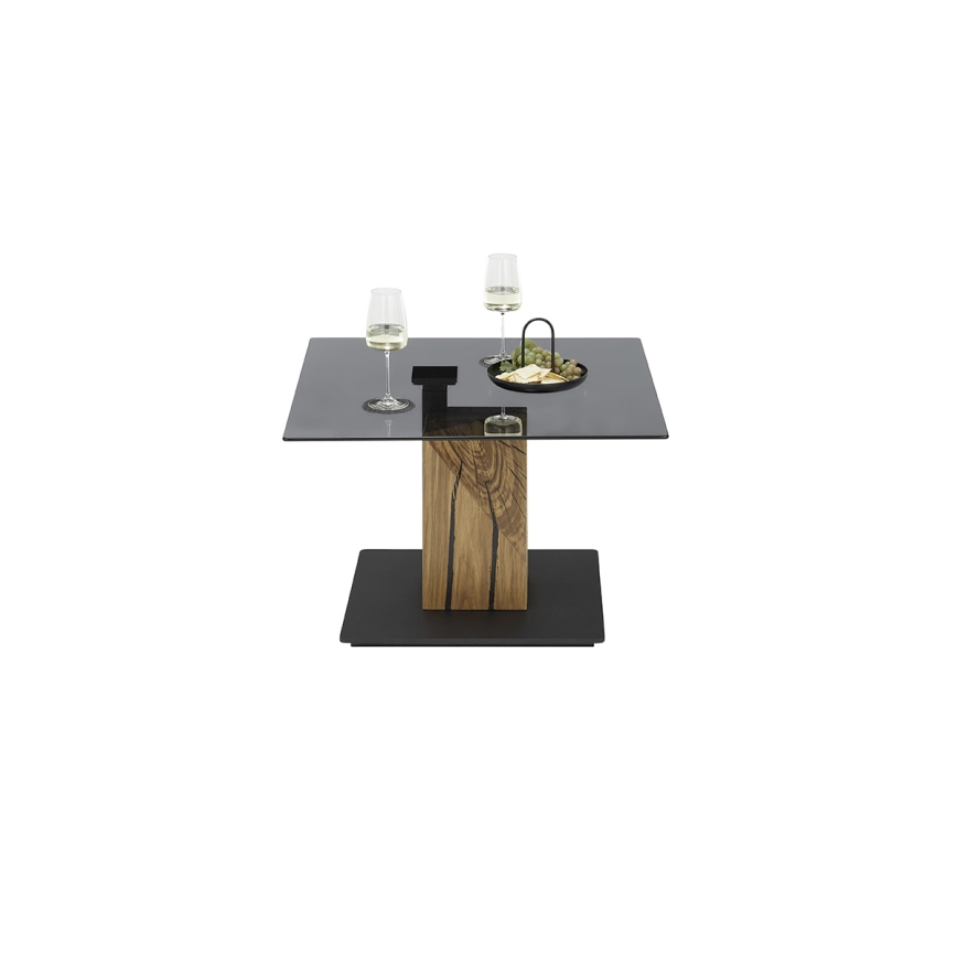 Couchtisch mit Hebefunktion VENTO rauchfarben/Eiche/Schwarz