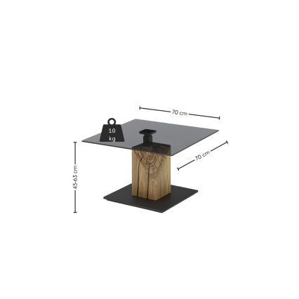 Couchtisch mit Hebefunktion VENTO rauchfarben/Eiche/Schwarz