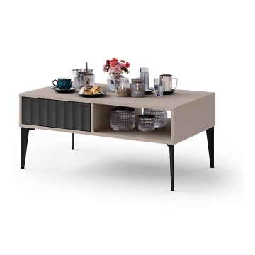 Couchtisch mit Schublade RONJA Taupe/Schwarz