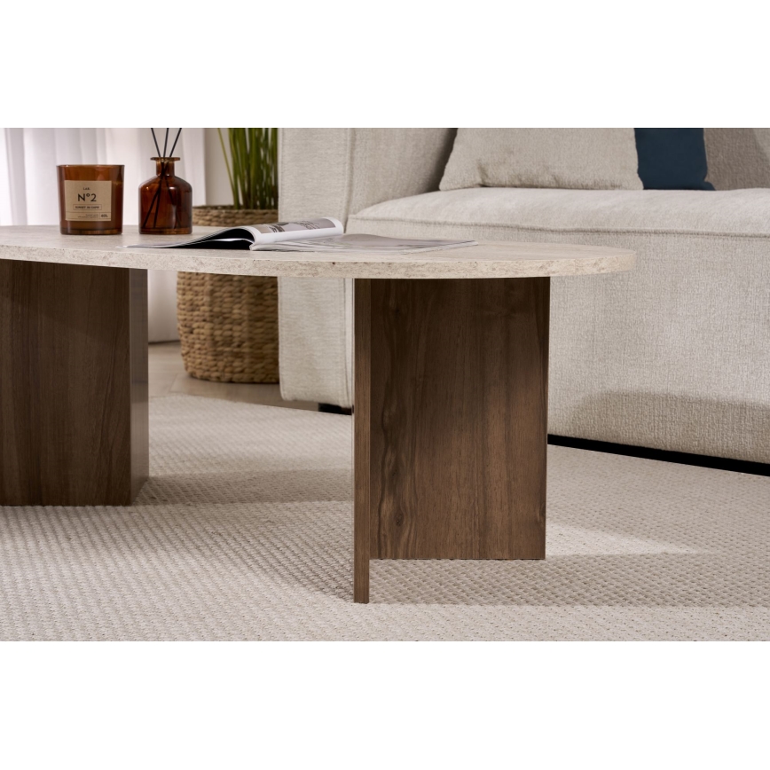 Couchtisch NEL 119x60 cm beige/Nussbaum